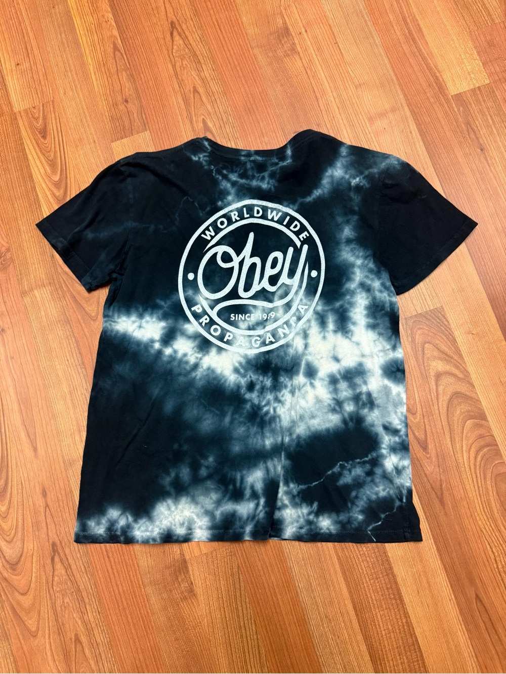 Obey Black and White Tie-Dye Crewneck Tee